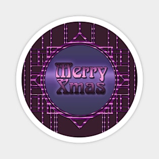 Purple Merry Xmas lettering in vintage artdeco style  burlesque Magnet